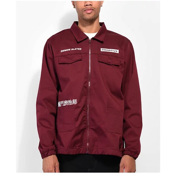 Primitive X Demon Slayer Jacket Men M Red Anime Tanjiro Zip Utility Street Skate - Picture 15 of 16